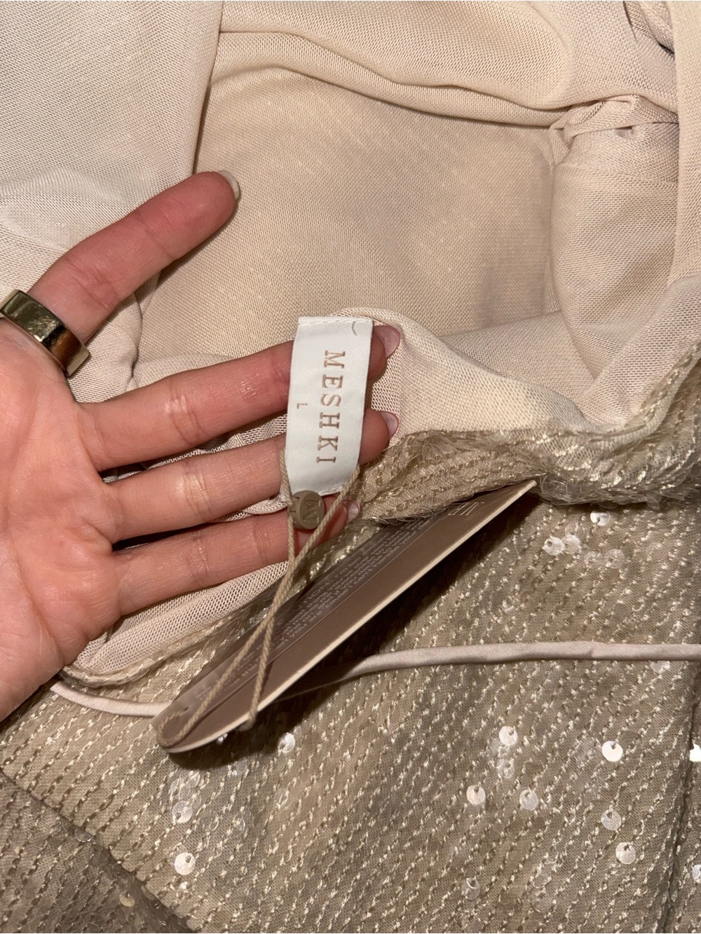 Meshki Ivory Sequin Spaghetti-Strap Maxi Dress - Picture 6 of 6